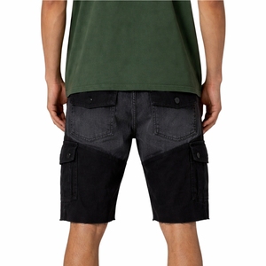 Shorts noirs pour hommes, multi-poches, longueur genou, décontractés, utilitaires, été, coupe confortable, tissu durable, shorts en denim pour hommes - Product Image 3