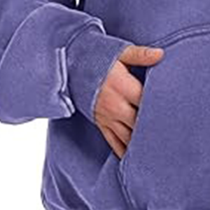 Sudadera con Capucha Extra Grande, Color Morado Sólido, Felpa de Algodón, con Bolsillo, Estilo Casual, Unisex, para Otoño, Corte Regular - Product Image 6