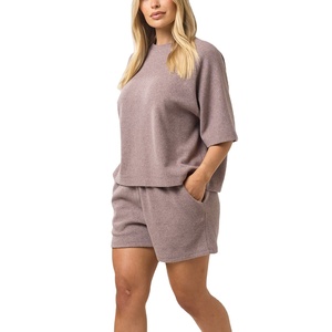 Ensemble de vêtements d'été pour femmes, t-shirt à manches courtes et short, ensemble 2 pièces, t-shirts amples et shorts, logo personnalisé, ensemble d'été pour femmes - Product Image 4