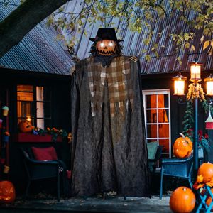 Decorazione di Halloween da Esterno a Forma di Zucca Fantasma a Grandezza Naturale da 1,8 Metri con Occhi Luminosi e Suoni Spaventosi Attivati dal Suono - Product Image 2