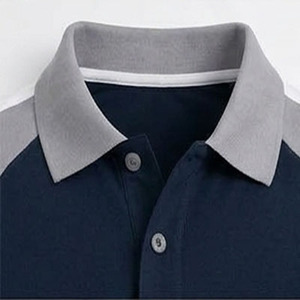 Polo homme de haute qualité en coton polyester, style streetwear, à blocs de couleur et manches raglan - Product Image 2