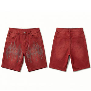 ผู้ผลิตกางเกงยีนส์ขาสั้นคริสตัลแบบกำหนดเอง บริการพิมพ์ป้ายโลโก้เต็มรูปแบบและบริการผลิตสินค้าเฉพาะทาง - Product Image 1