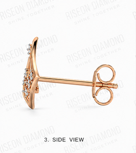 Contemporary geometric diamond <b>stud</b> earrings with open square center and asymmetric frame of brilliant round diamonds for modern - Product Image 2