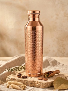 Botella de Agua de Cobre Puro, Grabada con Láser, Diseño Cónico sin Juntas, Vaso Ayurvédico - Product Image 6