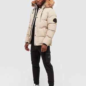 Chaqueta Parka Roja con Capucha para Hombre, Color Sólido, Tejido de Lana, Transpirable, Secado Rápido, Relleno de Poliéster, Cierre de Cremallera, Resistente al Viento - Product Image 1