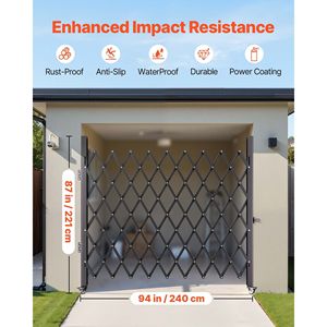 Cancello di Sicurezza Pieghevole in Acciaio a Fisarmonica, 2,2 m di Altezza x 2,4 m di Larghezza, Porta Espandibile Flessibile per Sicurezza - Product Image 2
