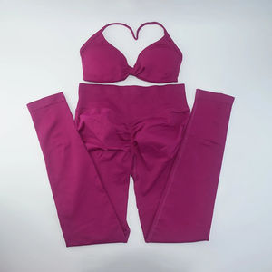 Conjunto Deportivo de Yoga de Dos Piezas para Mujer, Personalizado, de Alta Calidad, con Logotipo Frontal, en Spandex/Nylon Transpirable - Product Image 3