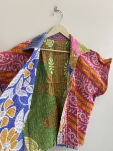 Assorted Handmade <b>Kantha</b> Reversible Quilted Short <b>Jacket</b> Boho Vintage Coat - Product Image 6