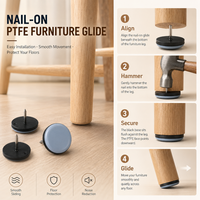Glissières de chaise en PTFE de 22 mm à fixer sur les pieds de chaise en bois et pour sols durs