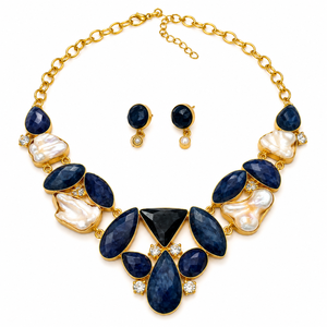 Collar de Moda con Piedras Semipreciosas Hecho a Mano Joyeria de Declaracion, Collar de Disenador para Mujer Ideal para Regalo - Product Image 1