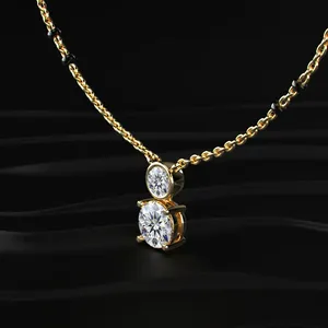 Colgante de compromiso y boda con diamante CVD cultivado en laboratorio de talla brillante, color D-E, claridad VVS-VS, certificado IGI, chapado en oro, para mujer, India - Product Image 4