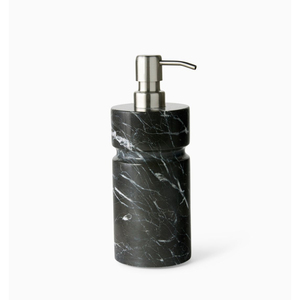 Distributeur de savon artisanal en marbre noir naturel, flacon de luxe en pierre solide pour savon liquide avec pompe métallique haut de gamme, en vente - Product Image 1
