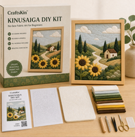 Kit DIY pour débutants Kinusaiga, kit d'artisanat sans couture pour débutants, décoration murale faite à la main, ensemble cadeau avec tous les matériaux inclus