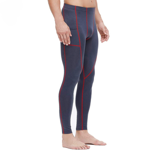 Pockets <b>Men</b> <b>Compression</b> Leggings Full Length High Waist Solid Color Spandex Nylon Elastic Waist Fitness Running Pants With Pocke - Product Image 4