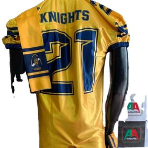 Camiseta de fútbol americano foto Real transpirable de talla grande bordado estirable aparejos sarga sublimación Paquete de pantalón integrado - Product Image 1