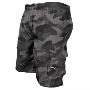 Shorts cargo streetwear pour hommes, 100% coton, taille haute, coupe large, avec cordon de serrage, poches à rabat, motif camouflage, personnalisables OEM - Product Image 4