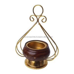 Quemador de incienso de cono de carbón de madera y Metal de alta demanda con incrustaciones de estrella de latón para relajación y meditación de fragancia para el hogar - Product Image 2