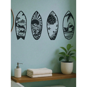 CIFbuy Moderna Scultura da Parete in Metallo a 4 Pezzi a Forma di Tavola da Surf, Decorazione Costiera per Casa al Mare, per Soggiorno, Camera da Letto, Cucina - Regalo per la Camera da Letto - Product Image 2