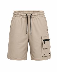 Shorts cargo kaki unis pour hommes, taille mi-haute, cordon de serrage, séchage rapide, écologiques, décontractés, style bermuda, poches zippées, en toile LOW - Product Image 2