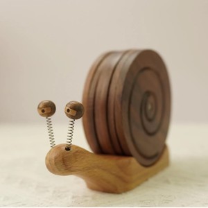 Unique Snail <b>Shaped</b> Wooden Coasters Set Luxury Walnut Wood Cup Mat <b>Office</b> <b>Desk</b> Ornaments Creative Housewarming Business Gift - Product Image 4