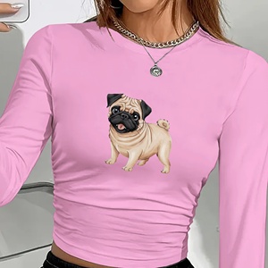 Camisa de manga larga de moda para mujer con ilustración de pug adorable - Product Image 4