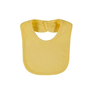 Babero de algodón amarillo para bebé con cierre a presión, diseño sencillo para bebés - Product Image 1