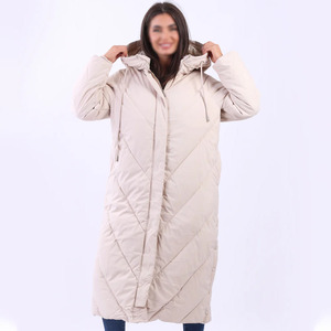 Chaqueta Larga Acolchada con Capucha para Mujer, con Ribete de Piel, Manga Larga, Abrigo de Invierno, Relleno Grueso de Poliéster, Cierre de Cremallera - Product Image 1