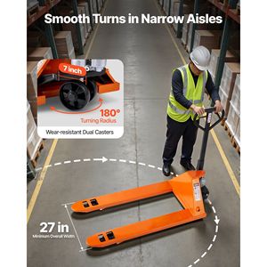 รถยกพาเลทแบบแมนนวล รับน้ำหนักได้ 6600 ปอนด์ ขนาด 48 นิ้ว x 27 นิ้ว พร้อมงาสูง 3.35-7.1 นิ้ว สำหรับงานขนย้ายวัสดุ - Product Image 4