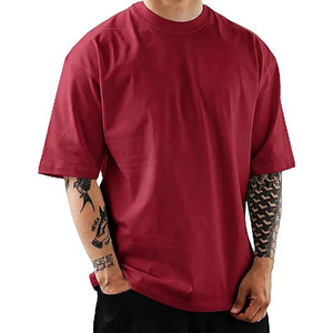 Camiseta Roja Extra Grande para Hombre, 100% Algodón Ecológico, Corte Holgado, Manga Corta, Estilo Urbano, Informal, para Verano - Product Image 2