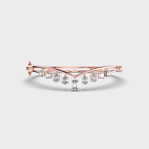 IGI Certified Lab Grown Emerald & Oval Diamond V-Shaped Dangle Bangle Bracelet in 9K Yellow / White / Rose Gold - Product Image 5