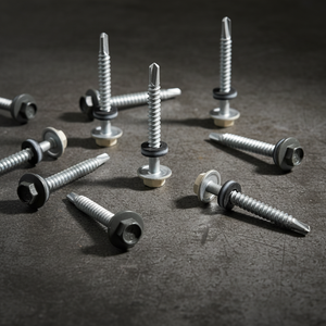 Hex Head Self Drilling <b>Screw</b> with Bonded EPDM Washer Carbon Steel Coarse Thread <b>Galvanized</b> Zinc Plated Class 4.8 & 6.8 Inch - Product Image 1