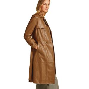 Chaqueta de Mujer de Piel de Oveja Marrón, Impermeable, Transpirable y Ecológica, con Botones al Frente, Manga Larga, Cuello y Relleno de Poliéster - Product Image 3