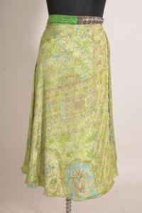 Jupe en soie à imprimé floral vintage faite à la main, taille mi-haute, style ethnique bohème pour femmes - Product Image 2