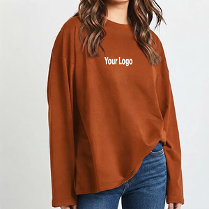 เสื้อยืดแขนยาวคอโอ ผ้าเจอร์ซีย์คอตตอน 100% สีพื้น สำหรับออกกำลังกายและฝึกซ้อม ผู้หญิง ไซส์ใหญ่ ขายดี สำหรับฤดูร้อน - Product Image 1