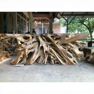 Custom Solid Teak Root <b>Table</b> Live Edge <b>Console</b> <b>Table</b> Artistic Sculptural Base <b>Rustic</b> Modern Hotel Dining Living Room Furniture - Product Image 3