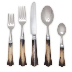 Ensemble de couverts classiques en acier inoxydable avec manche en os, style vintage, de luxe, écologique, pour la table et les fêtes - Product Image 1