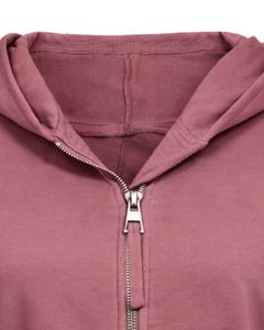 Sudadera con capucha corta para mujer, color rosa empolvado, con cremallera, corte ajustado, manga larga, estilo casual urbano, forro polar, logotipo personalizado, ODM - Product Image 5