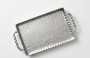 Bandeja de Servir Rectangular de Metal Plateado con Borde Acanalado de Lujo, Plato para Centro de Mesa de Café, Decoración para Sala de Estar y Eventos, Venta al por Mayor - Product Image 4