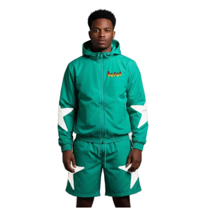Conjunto de Chaqueta y Pantalones Cortos de Nailon para Hombre, Estilo Urbano, con Cierre, Dos Piezas, Traje Deportivo - Product Image 1