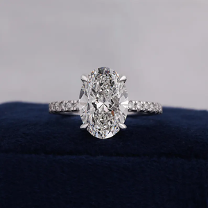 Anillo de compromiso de lujo con diamante cultivado en laboratorio de corte ovalado de 1.01 quilates en oro sólido de 14K - Anillo de diamante LGD certificado por IGI para mujer - Product Image 3