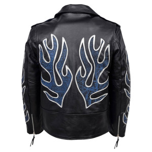 Custom 100% Genuine Cow Hide Leather <b>Biker</b> <b>Jacket</b> Men’s BRANDO Rocker Motorcycle Flame Waxed Leather <b>Jacket</b> Cross Zip OEM/ODM - Product Image 6