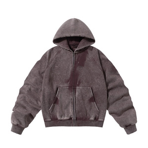 Sudadera con Capucha de Alta Calidad, Estilo Vintage, Lavado Ácido, 100% Algodón, Felpa, Bordado Personalizado, para Hombre, Invierno, Talla Grande - Product Image 2