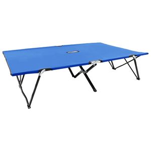 Tumbona Doble Plegable con Estructura de Acero Azul - Product Image 1