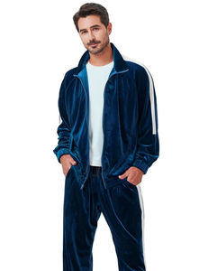 Men Velvet Sports Set High Neck Track Jacket <b>Cuffed</b> <b>Jogger</b> Pants Warm Winter Athletic Clothing - Product Image 1
