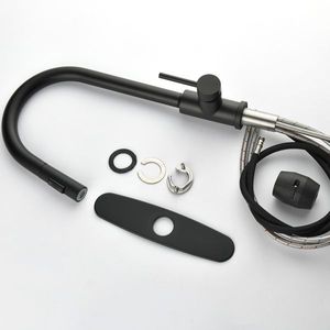 Rubinetto da cucina monocomando in acciaio inossidabile con doccetta estraibile ad arco alto, per lavello - Product Image 6