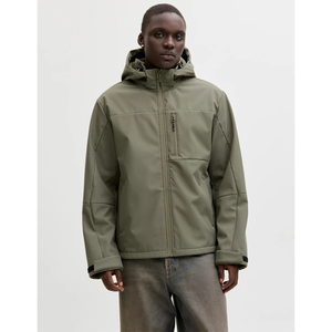 Chaqueta Cortavientos Impermeable con Capucha para Hombre, Color Verde Oliva, Ropa Deportiva Informal para Exteriores, Corte Regular, Cierre de Cremallera - Product Image 3