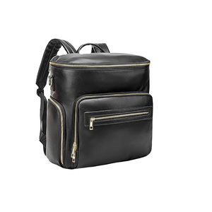 Sac à dos à langer personnalisé en cuir véritable imperméable pour bébé - Fermeture éclair avec protection RFID de haute qualité - Vente en gros disponible - Product Image 2