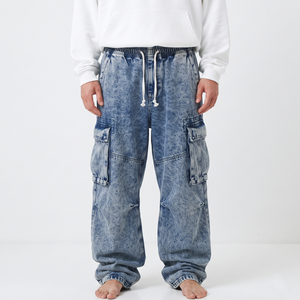 Pantalones Jogger Oversize de Algodón con Lavado Ácido para Hombre al por Mayor, Pantalones Cargo de Ajuste Holgado con Múltiples Bolsillos, Estilo Urbano Casual - Product Image 1
