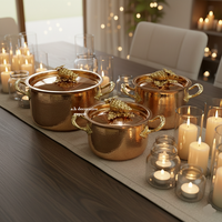 Ensemble de casseroles et poêles en acier inoxydable martelé de qualité export, avec couvercles en forme de raisin, compatibles gaz et induction, extérieur poli