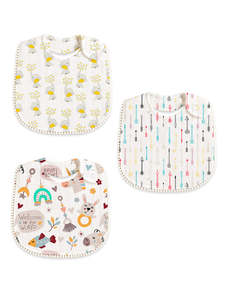 Juego de baberos de muselina para bebé, paquete de tres baberos suaves y absorbentes de algodón con capas, para alimentación y para la saliva, con estampados bonitos para bebés y niños pequeños. - Product Image 2